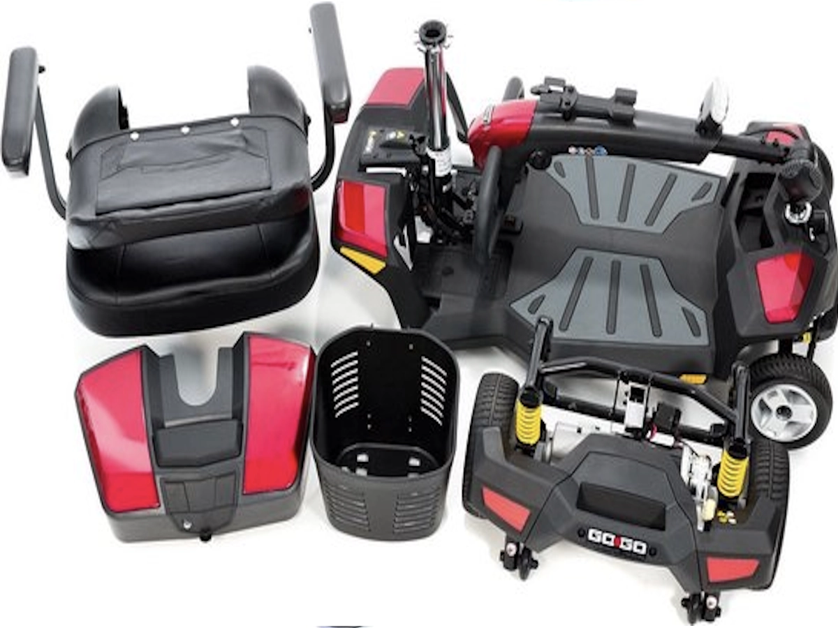 Opgevouwen scootmobiel klein Pride GoGo LX